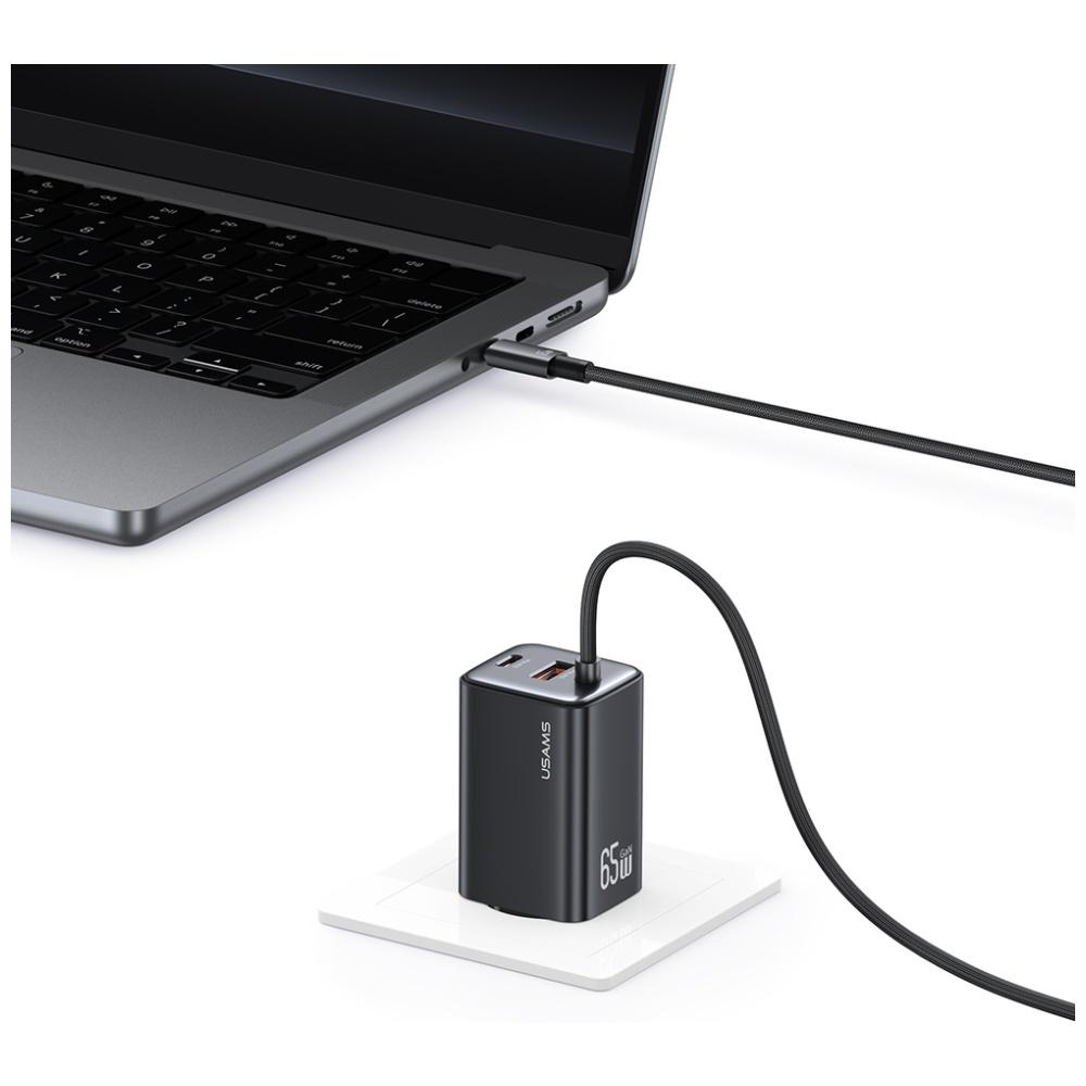 Ładowarka sieciowa 65W USAMS GaN Szybkie ładowanie 2xUSB-C USB-A Biała
