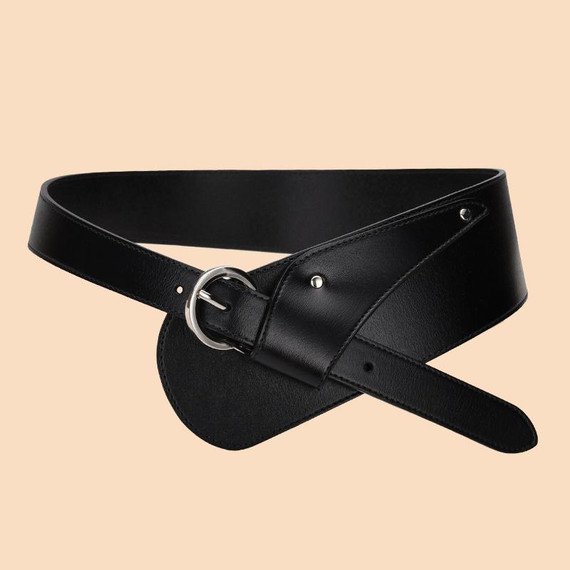 Genuine Leather Waist Seal Pin Buckle Women's Fashionable Versatile Coat Waist Tucked Waist Retro Belt European and American Style Belt Women