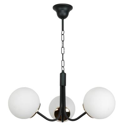 Black Hanging Ceiling Lamp with Glass Shade, White 15-292 Sofia