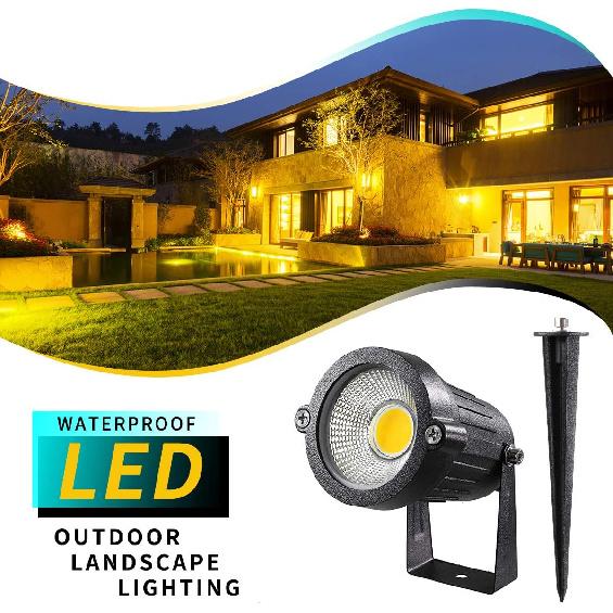 LED Landscape Lights,5W 120V AC Outdoor Pathway Garden Yard Spotlight,IP65 Waterproof Garden Flood Light,Outdoor Spotlight with Stake,UL Cord 5-ft