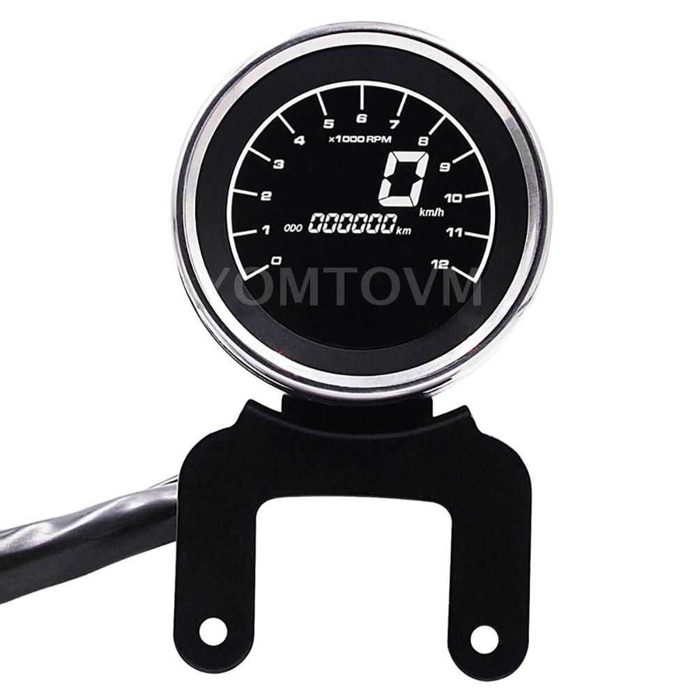 Motorcycle LCD Digital Speedometer Tachometer Speed Gauge Oil Level Meter Universal For Honda Ymaha Suzuki Harley DC12V