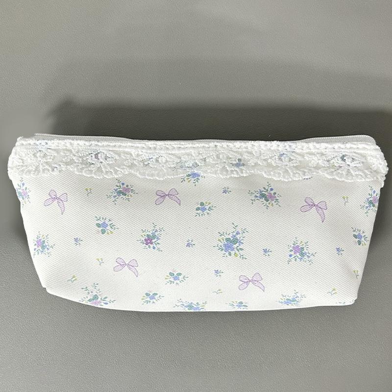 High Quality Sweet Lace Floral Design Pen Bag Large Capacity Multifunctional Stationery Bag Pencil Case Students Supplies