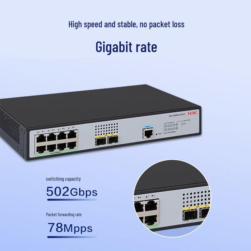 H3C S1850V3-10P-EI 8-Port Gigabit Enterprise Network Switch