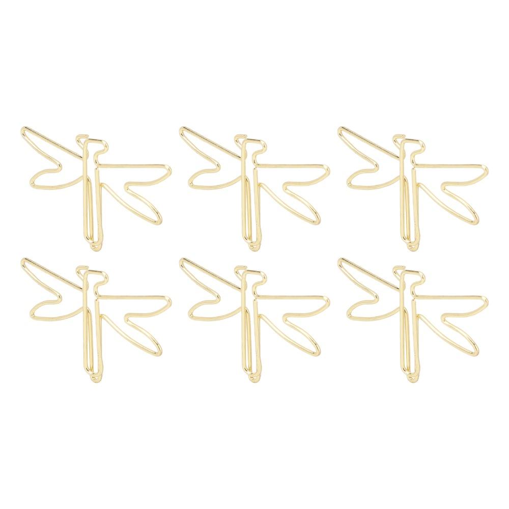 100Pcs Electroplating Metal Paper Clips Dragonfly Shape Jumbo Wide Clips Document Organization