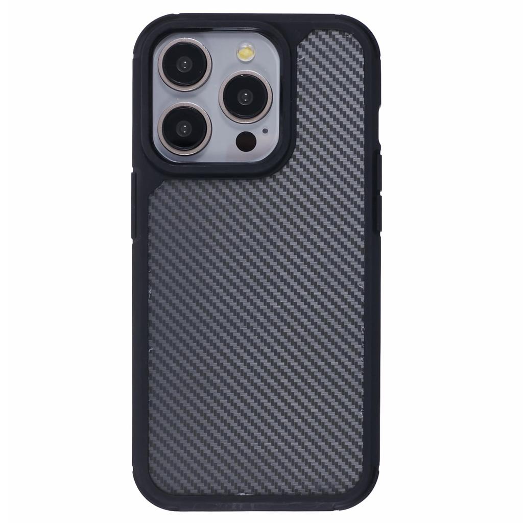 For iPhone 15 Pro Max Case Carbon Fiber Texture TPU+PC Anti-Drop Phone Cover