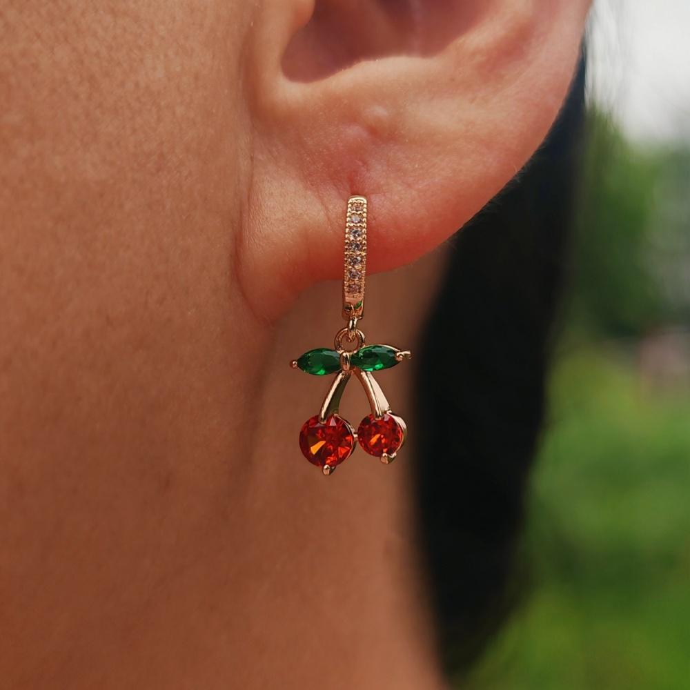 Комплект из 3 предметов, модные серьги-подвески из циркония и вишни с ожерельем из нержавеющей стали, комплекты ювелирных изделий для женщин, повседневные украшения, аксессуары для рождественской вечеринки