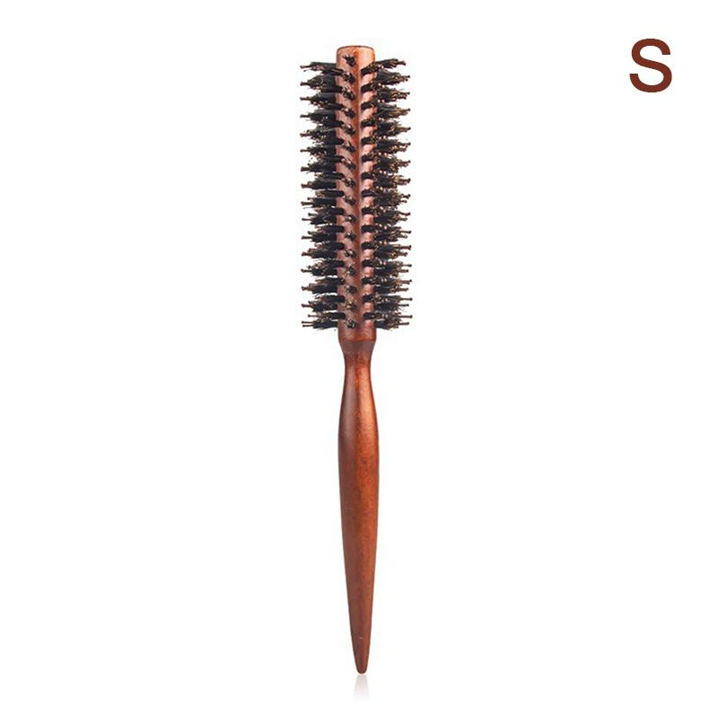Anti-Static Wood Boar Bristle Round Hair Brush for Hair Styling Teasing Comb Teasing Brush for Curly Hair Hairdresser Tool