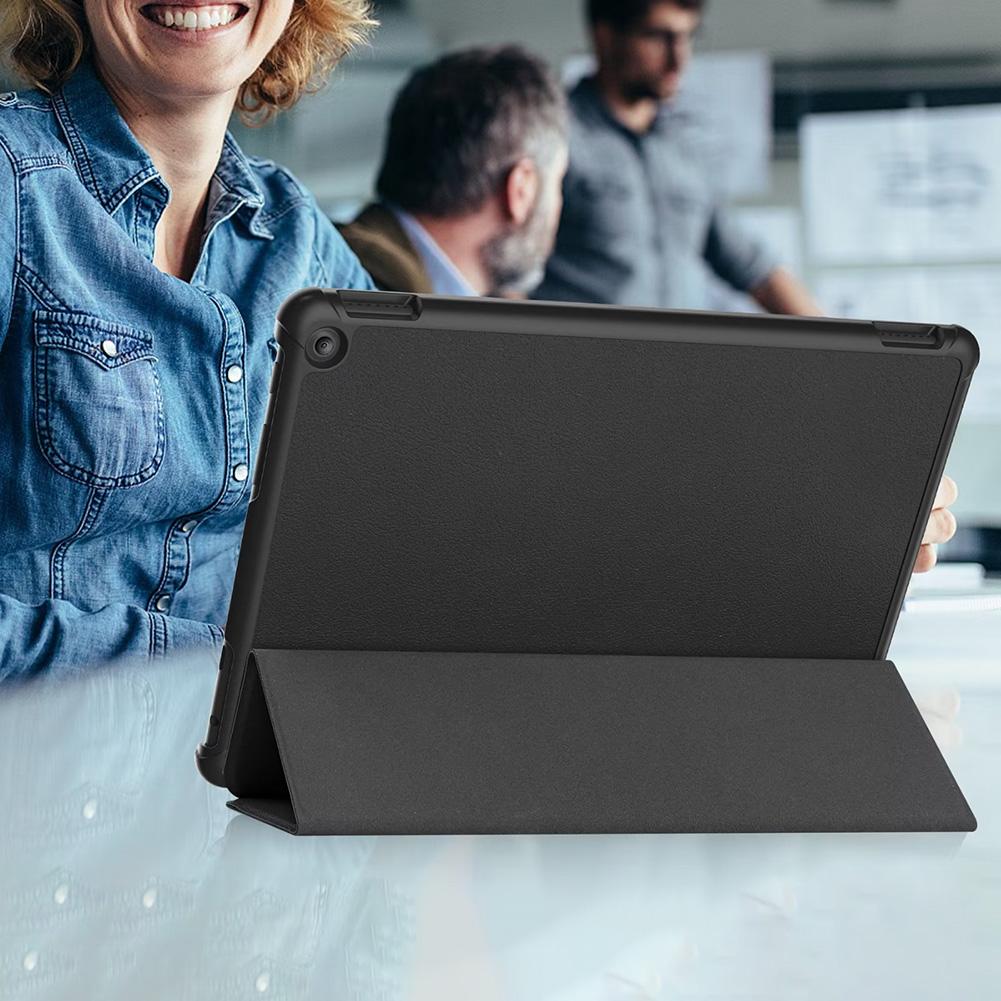 Folding Stand Folio Cover PU Leather Trifold Stand Cover Auto Wake/Sleep Folio Cover for All-New  Kindle Fire HD 10 Tablet