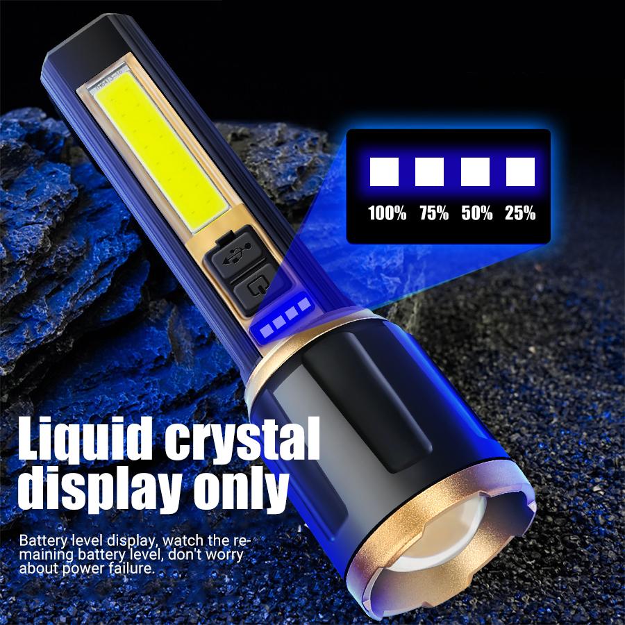 1/A Set Super Bright LED Flashlights USB Rechargeable Telescopic Zoom Tactical Torch Portable Long-Range Camping Fishing Lantern