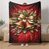 1Pc Christmas Bells Berries Blanket Soft And Comfortable Casual Warm Camping Travel Christmas Halloween Gift M921377