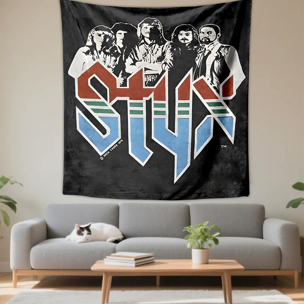 Printed Tapestry Styx Rock Band Logo Members Poster Rock Music Dorm Room