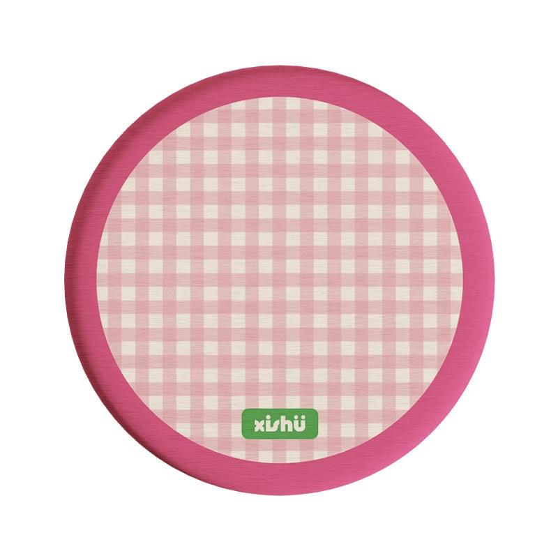 Round plaid hard diatom mud coffee tea coaster thermal insulation pad office non-slip absorbent pad