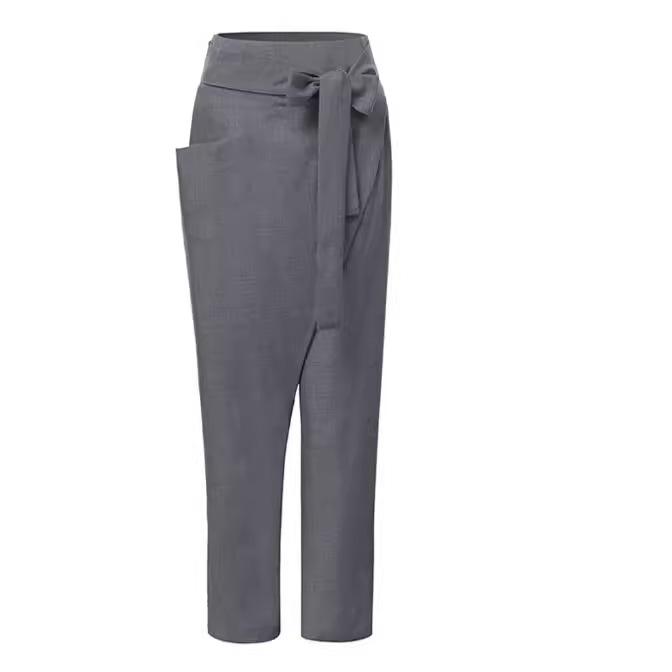 Spring and Autumn Women's Irregular Lacing Nine Tenths Pants Casual Pant