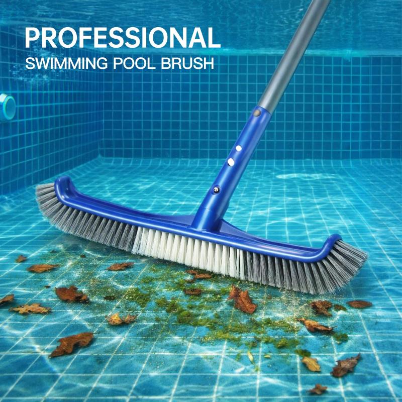 Heavy Duty Swimming Pool Brush Head with Stiff Durable Bristles Curved Design for Pool Wall Floor Step Cleaning Tool