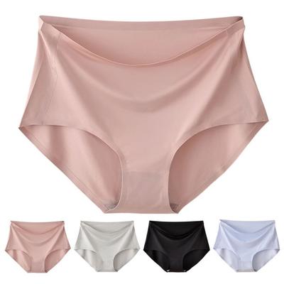 Женские трусики из ледяного шелка, подтягивающие бедра, хлопковые трусы с высокой талией, бесшовное дышащее однотонное нижнее белье