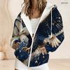 Ladies Plus Size Zipper Hoodie Colorful Swirl Heart Star Art Print Long Sleeve Casual Hooded Sweatshirt
