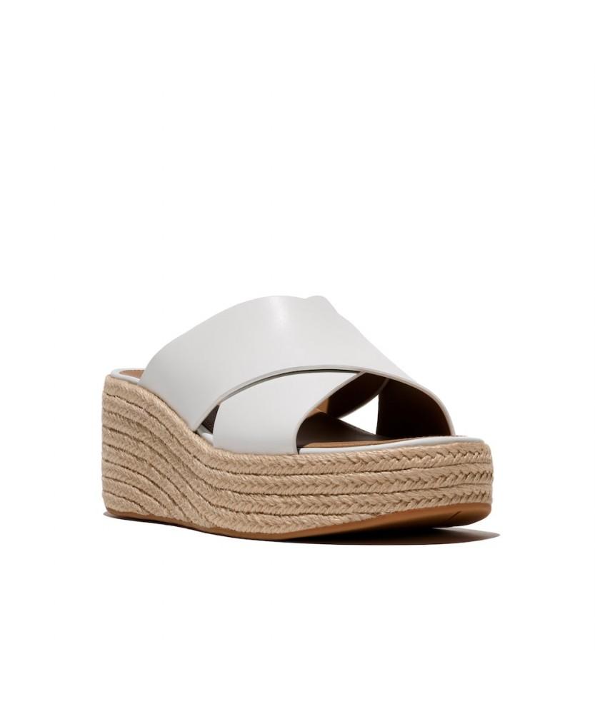 Fitflop Женские эспадрильи на платформе с кожаным клином и перекрестными ремешками - Urban White (Ft64K2D231)