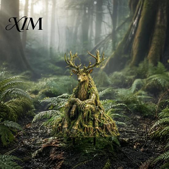 Forest Animal Guardian Statue Woodland Spirit Garden Stake, Yard Decor, 3D Rustic Cottage Accents for Fairy Patio Planter & Outdoor Display