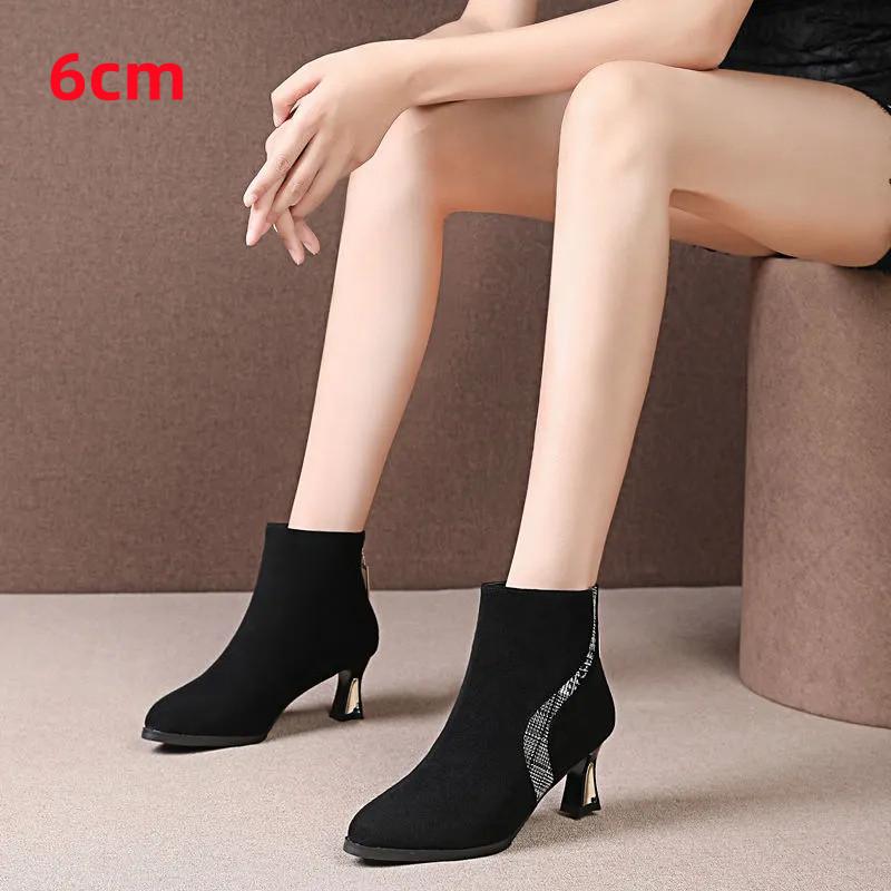 Cresfimix Botas Femininas женские модные черные сапоги большого размера из замши высокого качества на высоком каблуке для осени и зимы A758