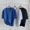 New Arrivals Open Run Round Neck STripe KniT Rayon ShorT Sleeve T shirT
