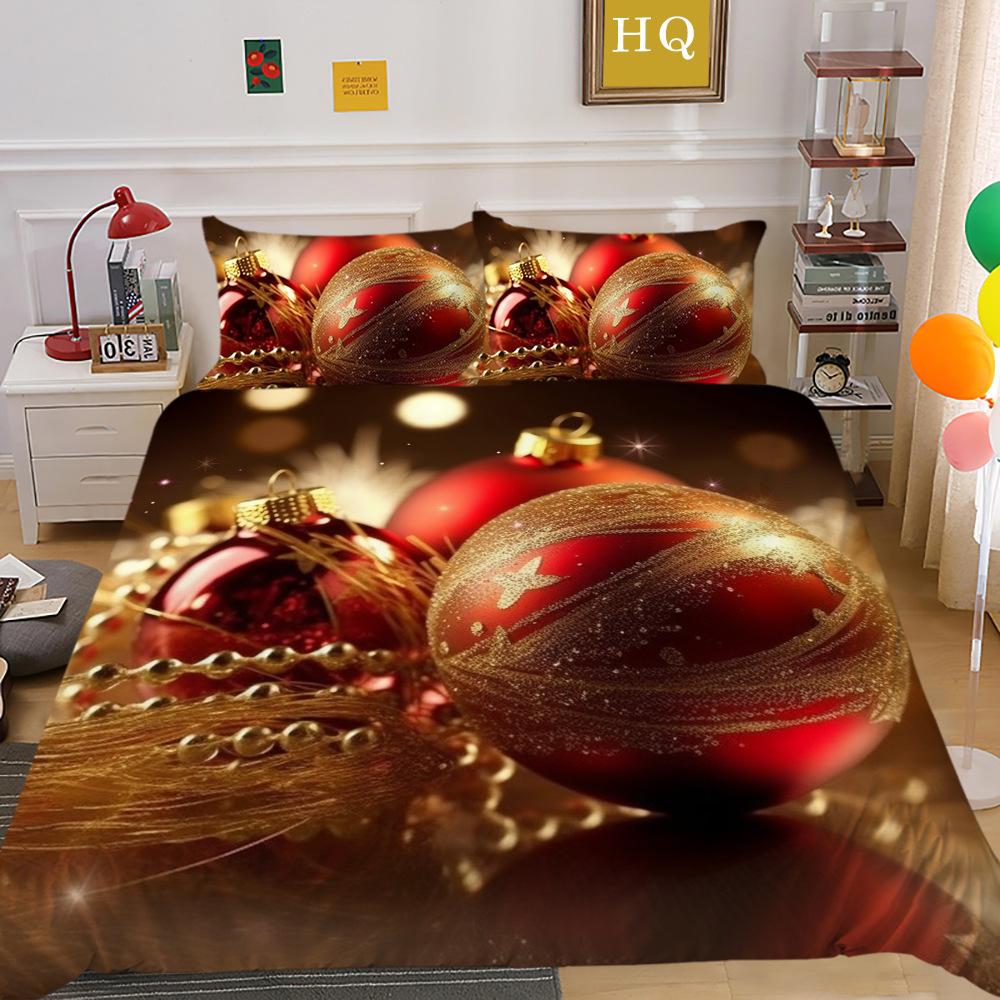 Christmas Tree 3D Printed Polyester Pillowcase Quilt Cover Two Or Three-Piece Set