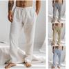 Классические мужские однотонные пляжные длинные брюки цвет льняные брюки мужская спортивная фитнес уличная одежда