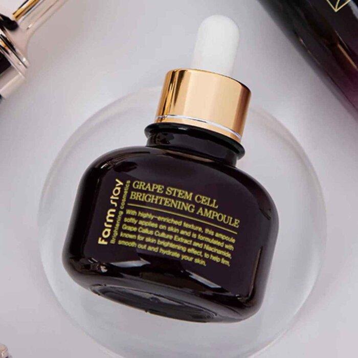 Farmstay GRAPE STEM CELL BRIGHTENING AMPOULE, Антивозрастной, Kbeauty, Корейская косметика, образец