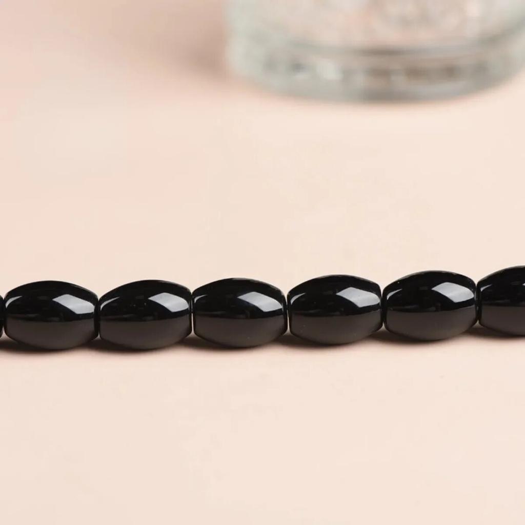 6X9/8X12mm Rice Shape Black Agate Onyx Loose Beads Women Men Jewelry Making Design DIY Necklace Carnelian Stone Accessory Crafts