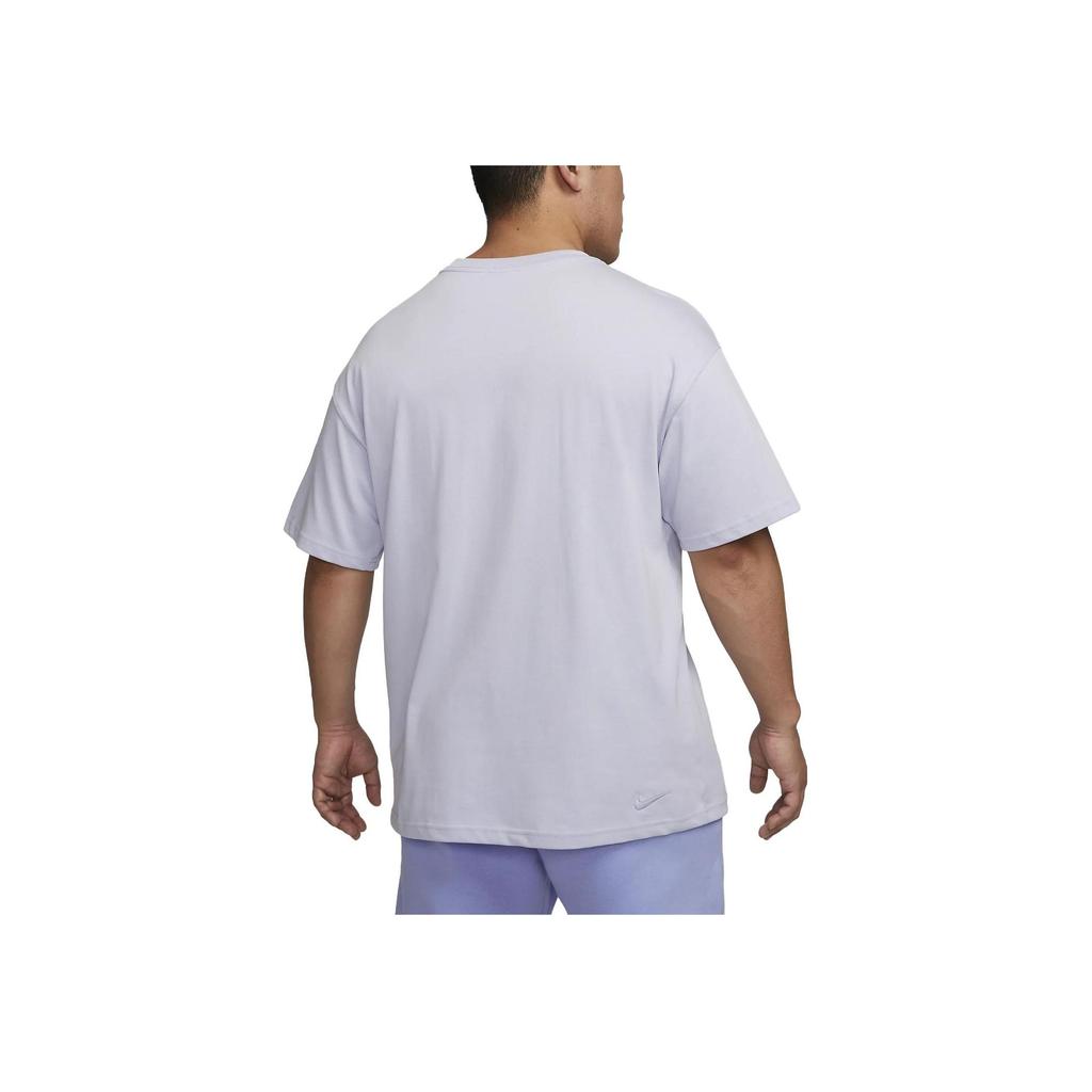Nike Solid Color Small Logo Embroidered Round Neck Short Sleeve T-Shirt Men Tops Light-Purple FN6008-536