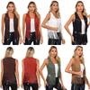 Womens Faux Suede Vest Western Style Tassel Fringe Rivet Details Open Front Sleeveless Waistcoat for Boho Outfits