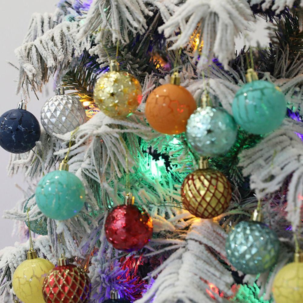 12pcs Creative Christmas Tree Pendant 6/8cm Hanging Ornament Crafts Christmas Ball Set Holiday