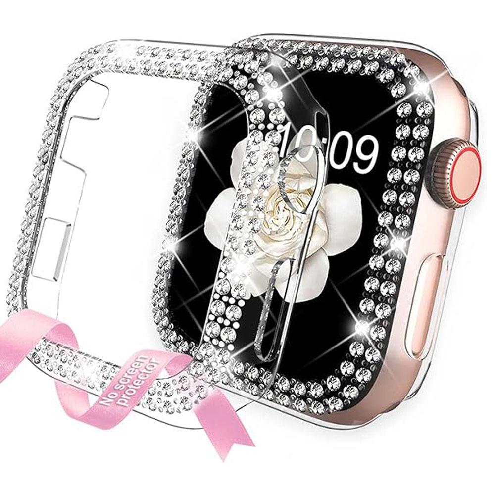 Чехол для Apple Watch серии Ultra 9/8/7/6/5/4/SE, блестящий защитный чехол с искусственными бриллиантами для IWatch 38/40/41/42/44 мм/45 мм/49 мм