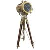 Aluminium and Wood Antique Finish Big Steel Searchlight Screw Stand, Brown Tripod