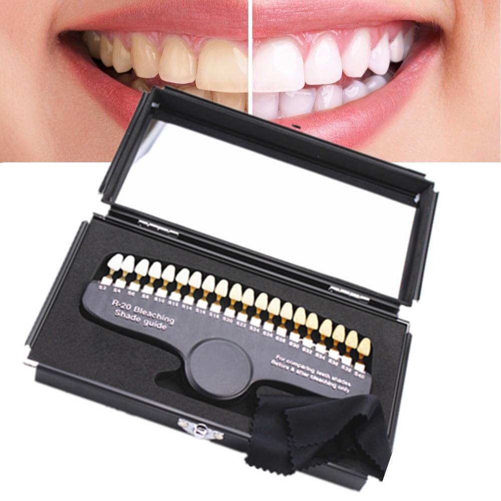 NICEDEN 20 Colors 3D Shade Guide Tooth Shade Chart Board Color Comparator Teeth Whitening Set Bleaching Dental Plate