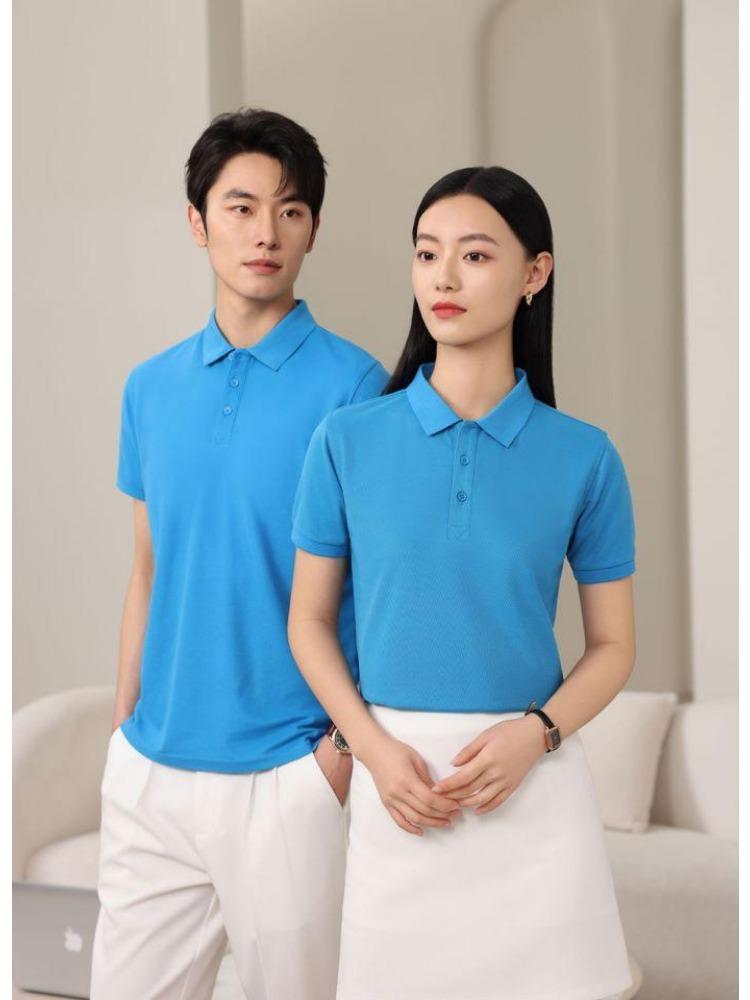 Breathable Comfortable Tops Casual Style Solid Color Shirts Men's and Women Short Sleeve Lapel Shirts Summer Workwear T-shirt YG-920J