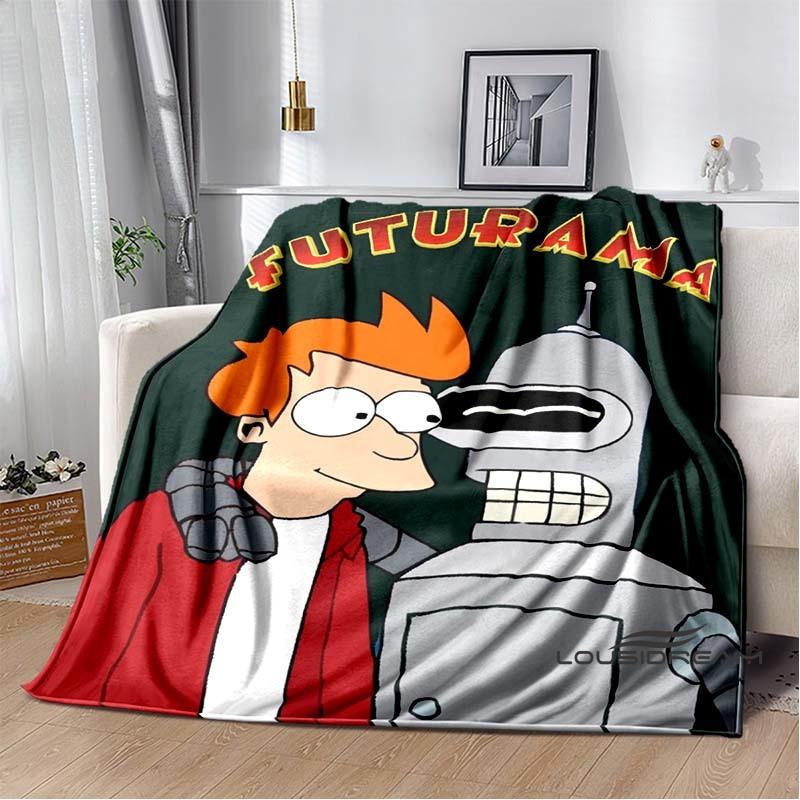 Cartoon (Futurama) print blanket. A warm and comfortable flannel blanket suitable for bedrooms, sofas, beds, chairs, picnics,