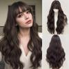 Fashionable Wig Women's Full Head Set with Air Layering Bangs, Long Curly Hair, Natural Full Head Set Wig Suitable for Daily Wear