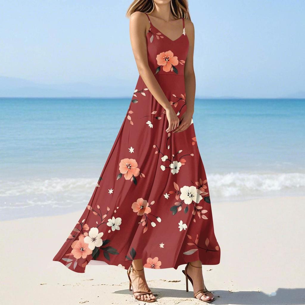 Женские летние повседневные модные платья с принтом, платья без рукавов с V-образным вырезом