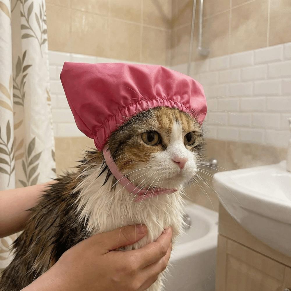 Comfortable Cat Bath Shower Cap Waterproof Dog Bathing Hat Soft Pet Bathing Ear Cover Pet Grooming