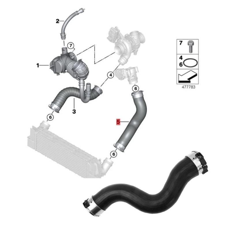 Automotive Accessories Tubocharger Air Hose for F10 518d 520d 520d 525d 530d Booster Intake Hose Intercooler Pipe