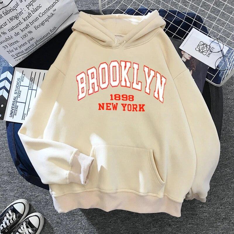 Толстовка с буквенным принтом Boston Brooklyn, модное пальто унисекс, большие толстовки с капюшоном в Нью-Йорке, женская толстовка унисекс, одежда Brooklyn