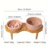 Bomei Ceramic Slow Feeder Dog Bowl - Anti-Choking & Anti-Spill Double Pet Bowls with Wooden Stand