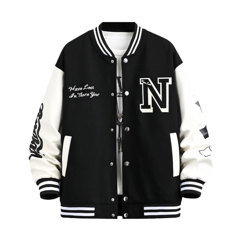 Men's Autumn Casual Letter Embroidered Stand Collar Baseball Jacket