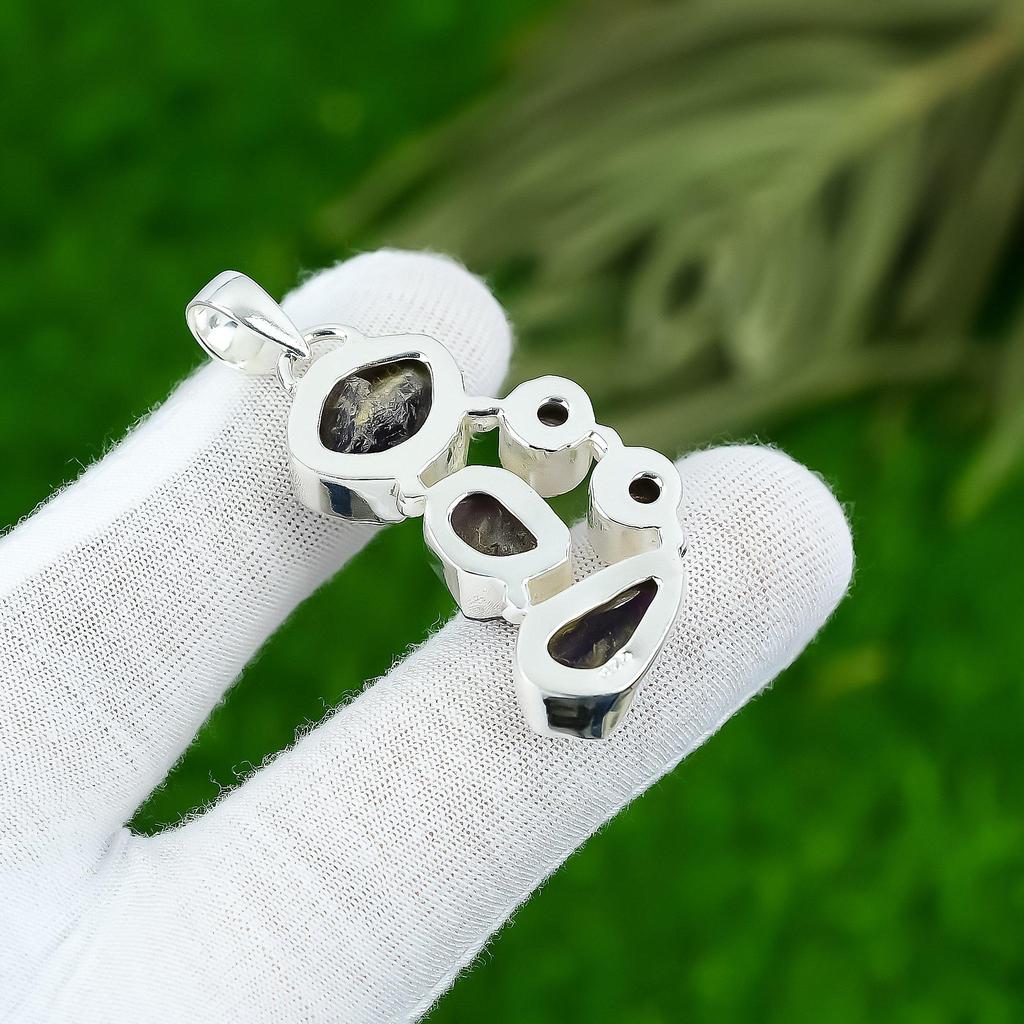 Натуральный Аметист Необработанный Драгоценный Камень Подвеска Ювелирные Изделия из Серебра 925 пробы для Женщин