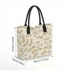  Boho Leaf Print Tote Bag Casual Large Capacity Daily Shopping Shoulder Handbag