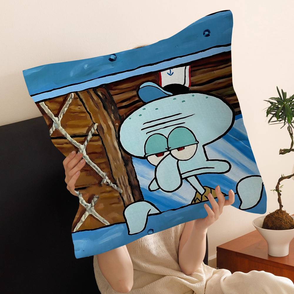 Cartoon S-Sponge-B-Bob Pillow Cushion Cover Pillowcase Living Room Sofa Home Decor