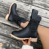 Fashion Fashion Lace-up Modern Boots Women 2024 High Quality Shoes for Women Side Zipper Women's Boots New Plus Size Mid-Calf Boots
