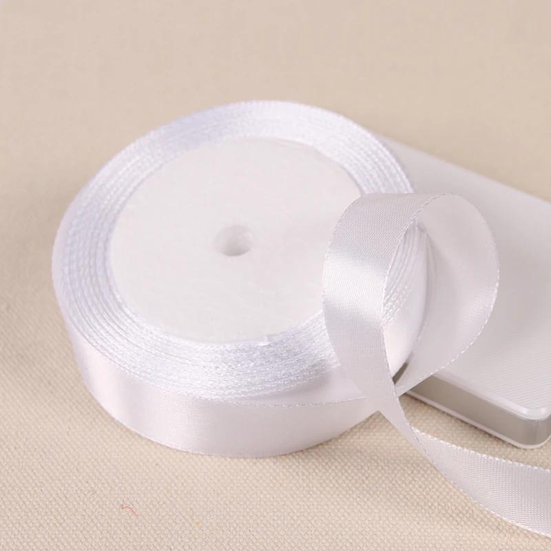 6мм 10мм 15мм 20мм 25мм 40мм 50мм Белые Односторонние Атласные Ленты DIY Рукоделие Свадебное Украшение Упаковка Подарков