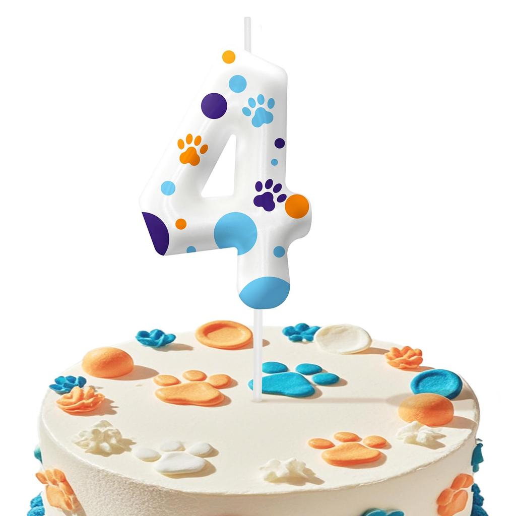 Синяя лапа собаки номер 0-9 свеча на день рождения для мальчиков девочек - украшения для торта, декор для тематической вечеринки для любителей собак, товары для детской вечеринки