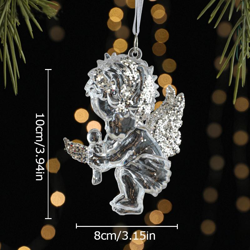 Рождественский прозрачный акриловый ангел свет роскошный ледяной кристалл кулон рождественская елка кулон